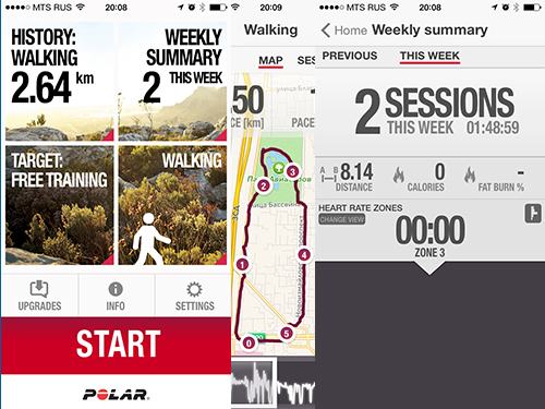 Интерфейс программы PolarBeat для браслета Polar Loop